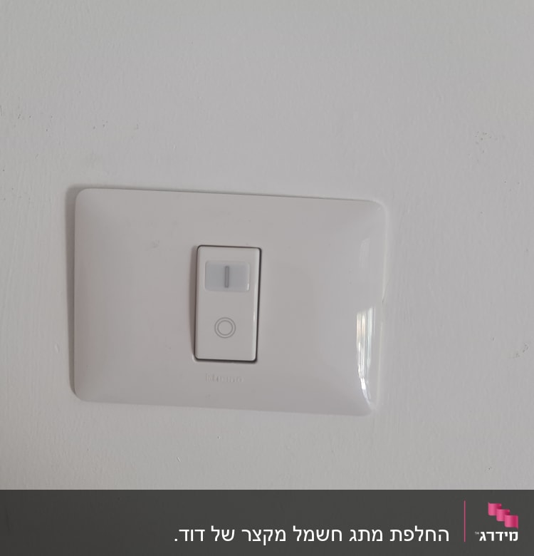 מתג חשמל לבן על קיר לבן